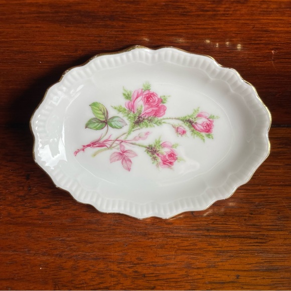 Vintage Floral Small Oval Dishes Gold Trim Porcelain Serviceware Jaeger Germany - Picture 2 of 9